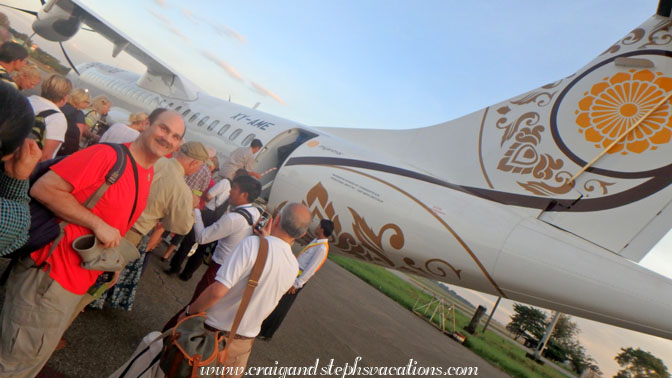 Boarding our flight to Bagan