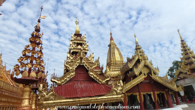 Gilded hti (umbrellas) and pyatthat roofs, Shwezigon Pagoda