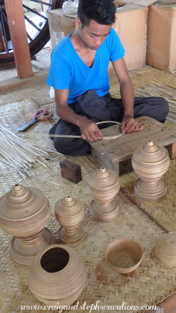 Creating coiled bamboo lacquerware form