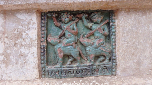 Glazed terra cotta tiles depicting scenes from the Jataka (previous lives of the Buddha)