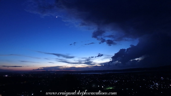 The moon and Venus from Mandalay Hill