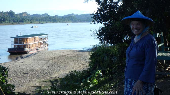 Toni poses in her Burmese hat, Sa Pa Kyi Village