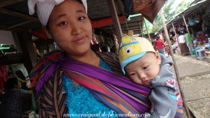 Mom and baby at the market