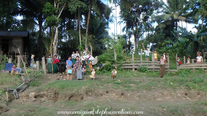 Villagers see us off, Shwe Lat Pan Village