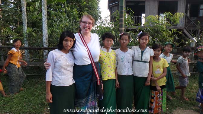 Steph and the girls. Tha Phan Seit Village