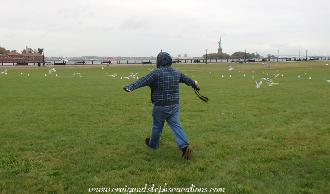 Jared chases the birds