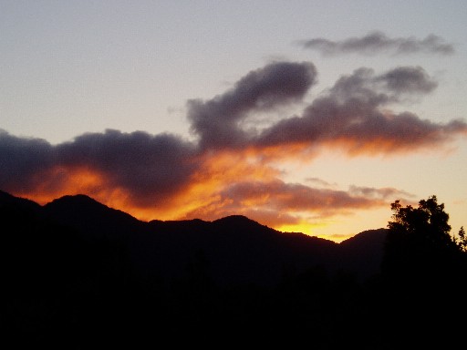 Sunset in the town of Franz Josef Glacier