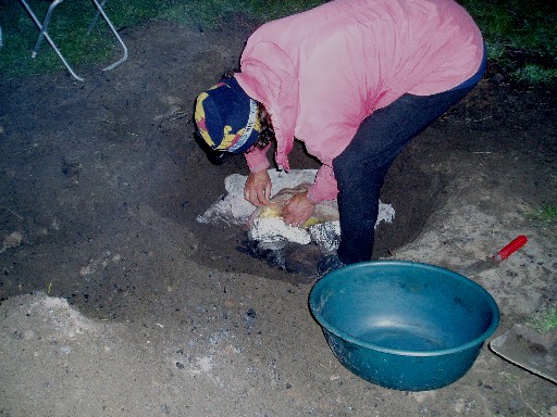 Stan digging up the hangi