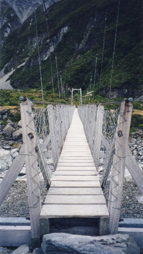 Swing bridge on the Hooker Valley Track