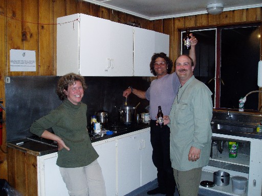 Gabi, Stan, and Craig: Preparing dinner at Wyn Irwin Hut