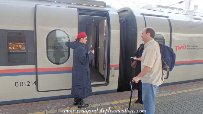 Sapsan high speed train to St. Petersburg, Leningradsky Station