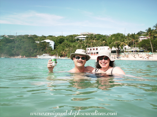 Craig and Steph floating at Secret Harbour