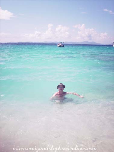 Craig swimming at Sandy Caye