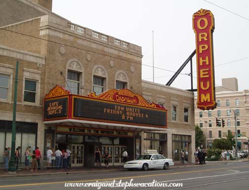 Orpheum with Tom Waits' name on Marquee