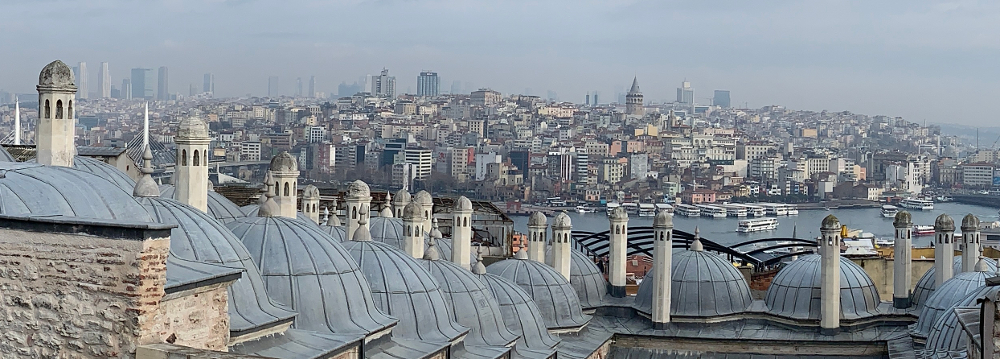 Madrasas (Islamic schools) cascade down the hillside toward the Golden Horn from Süleymaniye Mosque