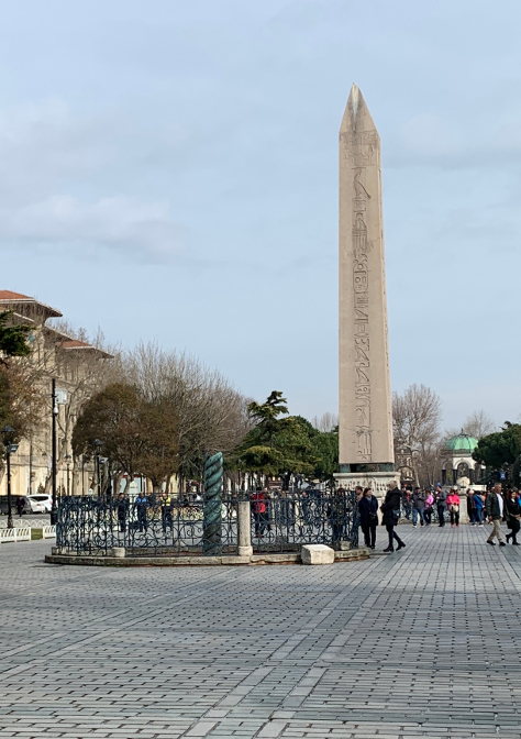 Hippodrome with Serpent Column from Delphi and obelisk of Tutmose III from Karnak, Egypt