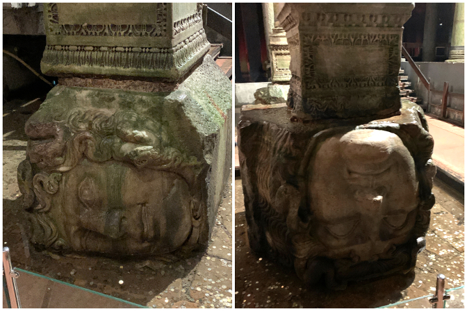 Medusa heads at the Basilica Cistern