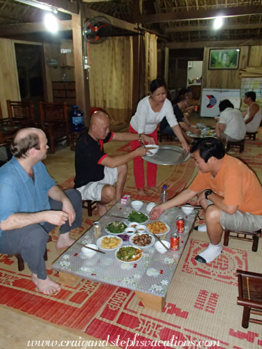 Hostess serving dinner at the guest house