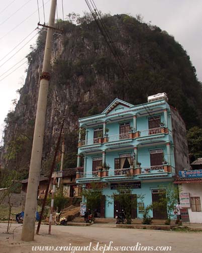 Karst mountains tower over Dong Van