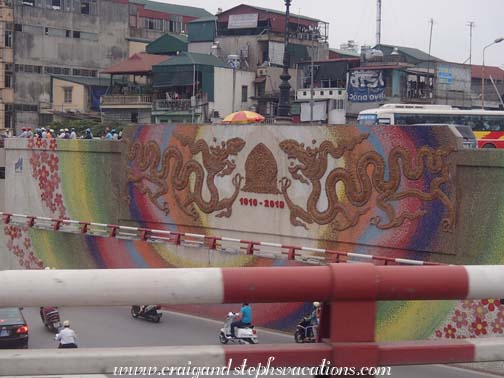 Catching another glimpse of the milennial mosaic wall in Hanoi